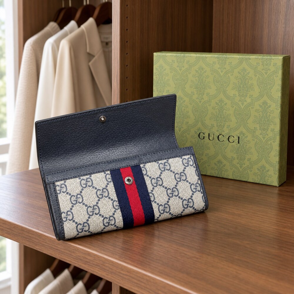 Gucci Ophidia GG Supreme Long Flap Wallet - Picture 5 of 6